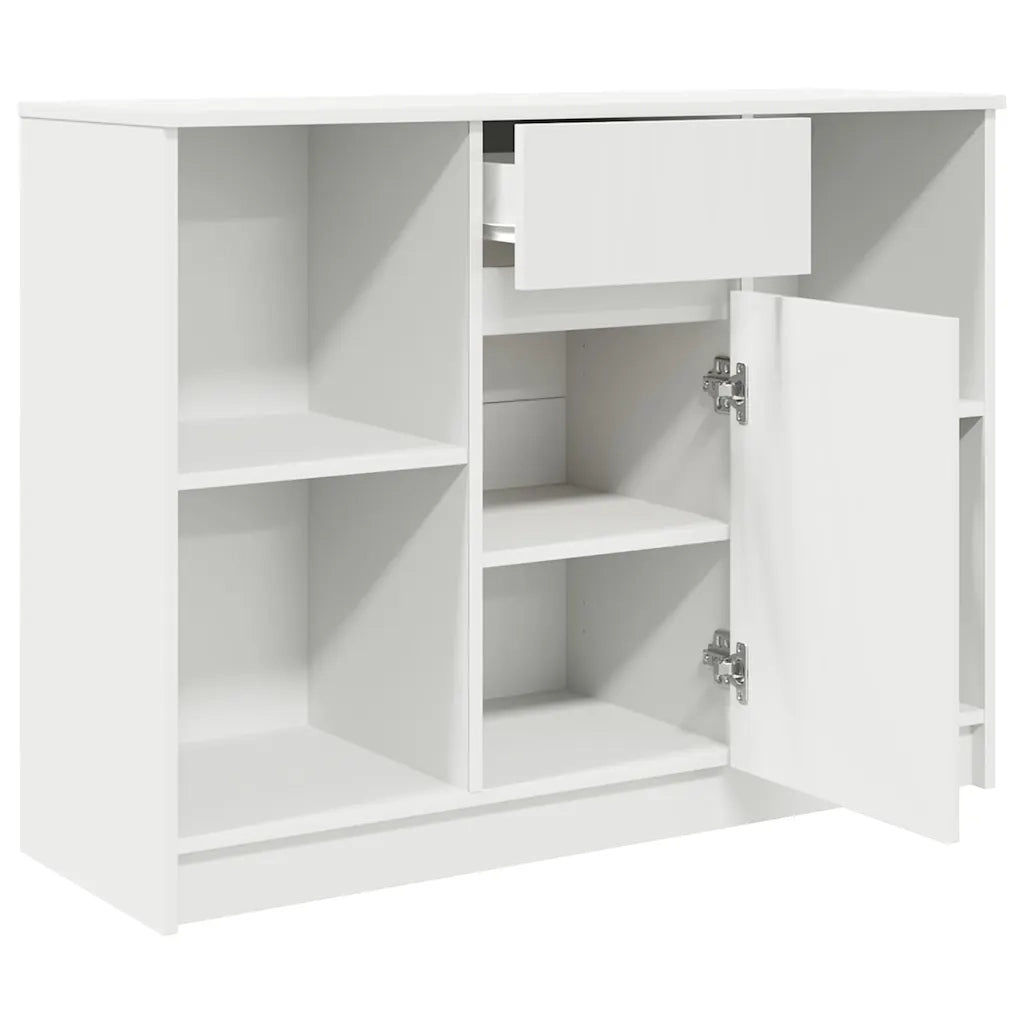 Credenza con Cassetto Bianco 101x35x76 cm in Legno Multistrato 861562