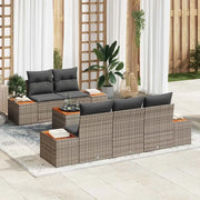 Set Divano da Giardino con cuscino 6 pcs Grigio Poly Rattan 3348025