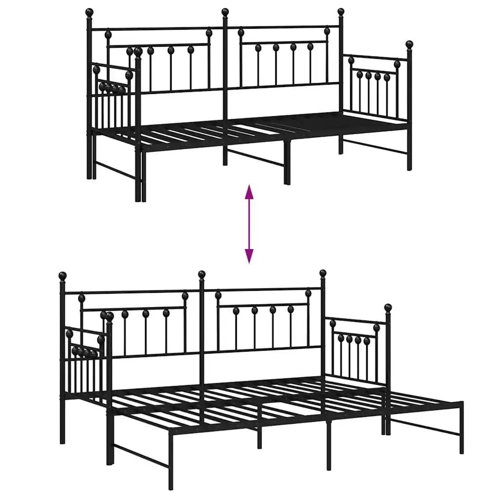 Struttura per letto di giorno Nero 75 x 190 cm Acciaio 42002663
