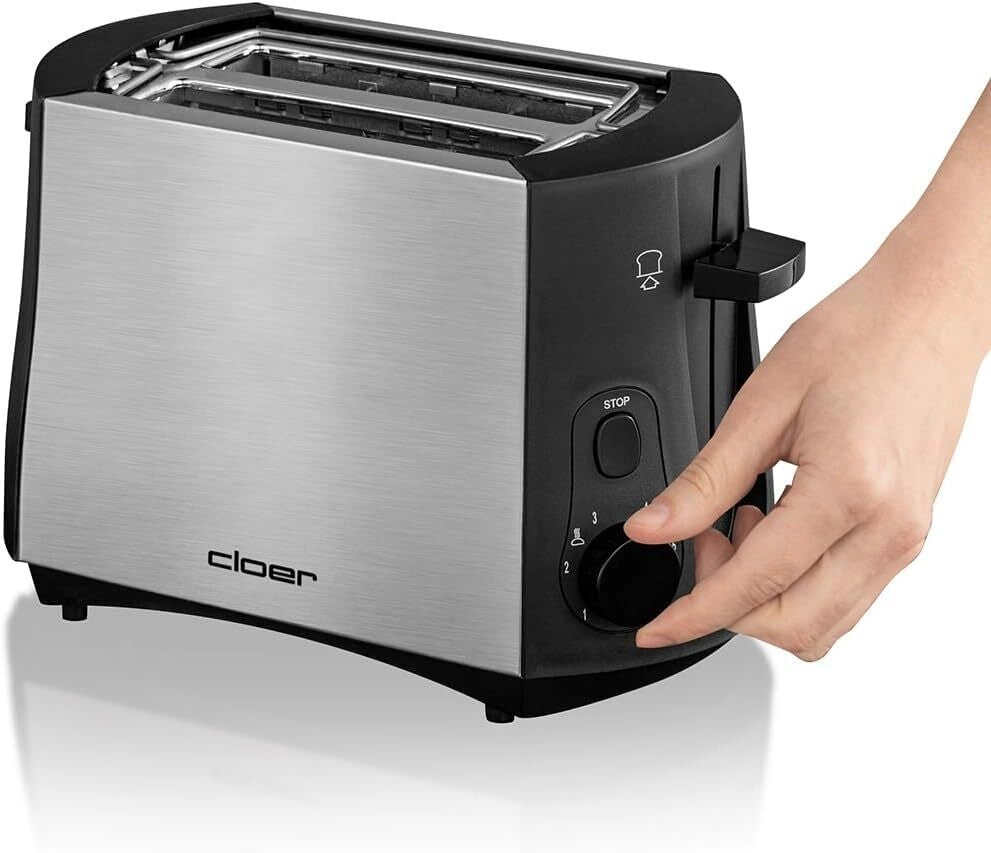 Cloer 3419 tostapane 2 fetta/e 900 W Nero, Acciaio inossidabile