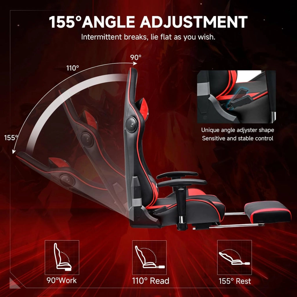 Sedia da gioco con altoparlanti Bluetooth, schienale e altezza regolabili, braccioli 3D, poggiapiedi, sedia ergonomica per computer per giocatori (rosso mattone)