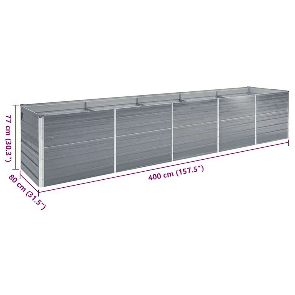 Garden Raised Bed Galvanized Steel 400x80x77 Cm Gray