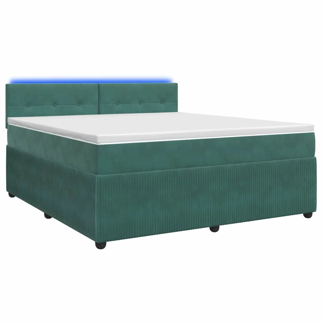 Letto box spring con materasso Verde Scuro 160 x 200 cm Velluto 3453176