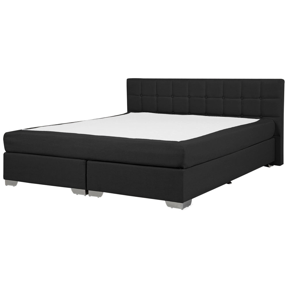 Divano letto 180 x 200 cm Struttura imbottita in tessuto Nero con testiera trapuntata e materasso