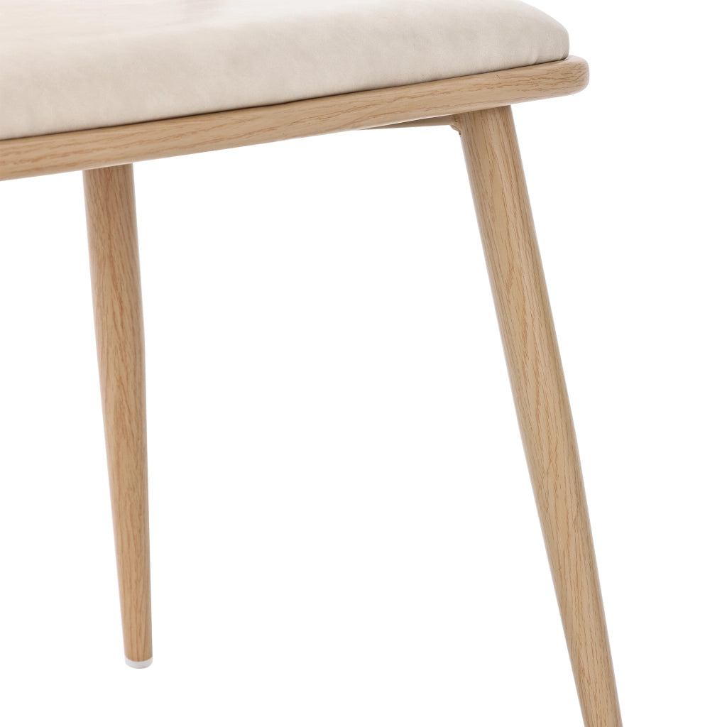Sedia da Pranzo Set da 4 con Schienale in Rattan e Seduta Imbottita, in Rattan e PU, Beige