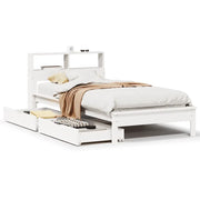 Letto singolo | Letto per adulti | Letto Libreria senza Materasso Bianco 100x200 cm Legno di Pino