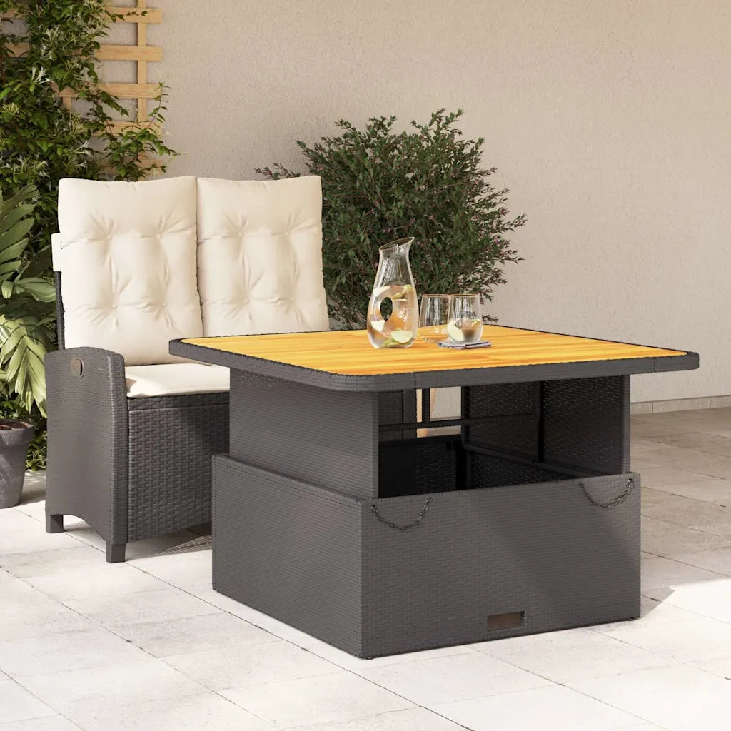 Set da Pranzo da Giardino 2 pz con Cuscini Nero in Polyrattancod mxl 90621