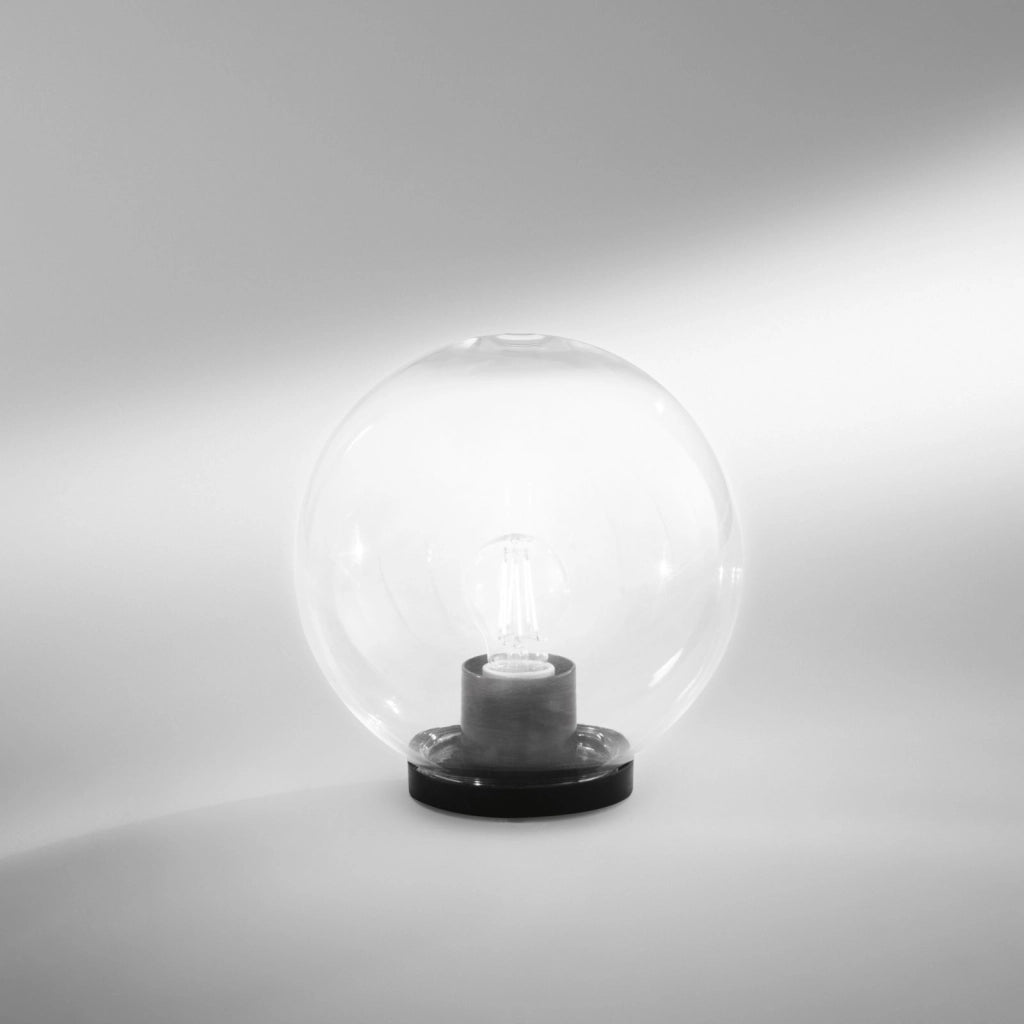 LUMETTO POLLY SFERA TRASPARENTE MONTATURA NERA 1 LUCE ATTACCO E27 IP44 25X26CM