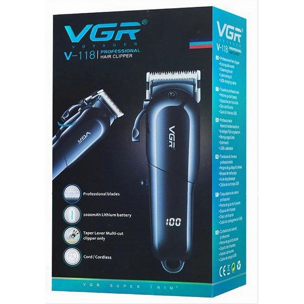 Tagliacapelli Professionale Con/senza Filo Con Display Led Rasoio Usb Vgr V-118