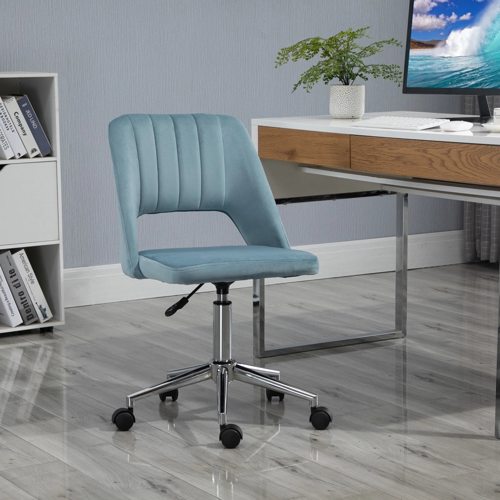 Sedia da ufficio girevole regolabile in altezza con schienale ergonomico e seduta imbottita in poliestere blu