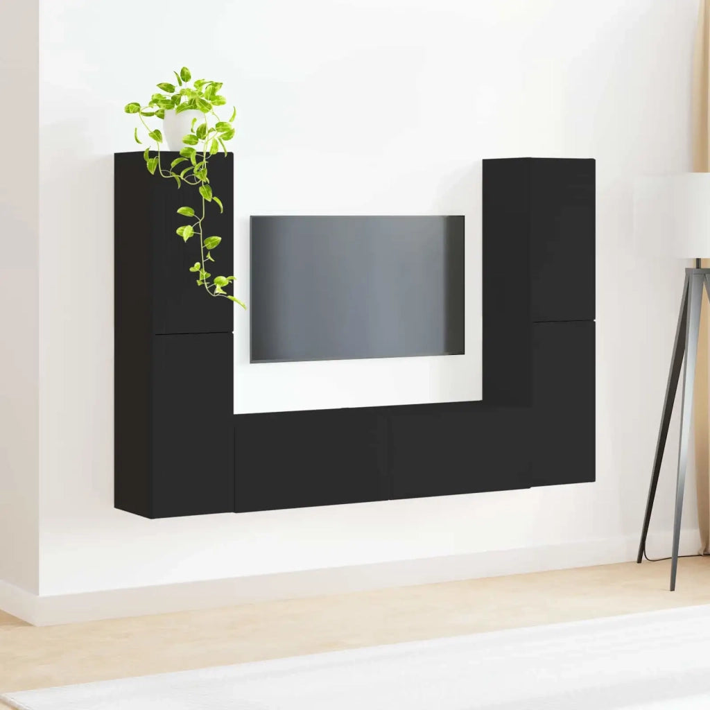 Set mobile TV 6 pcs Nero Legno multistrato