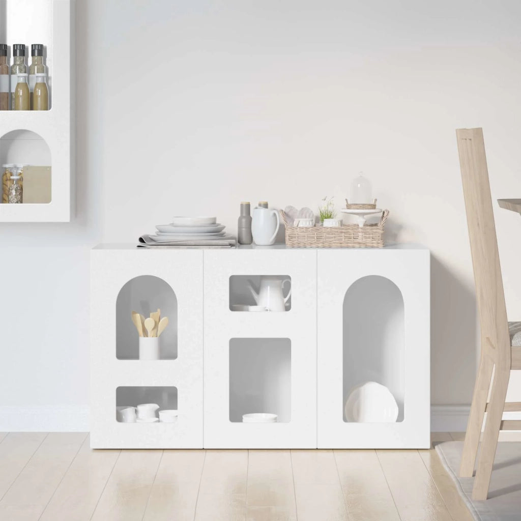 Credenza | Madia | Buffet da pranzo | Armadio da pranzo Bianco Lucido 100 x 35 x 59 cm Legno multistrato