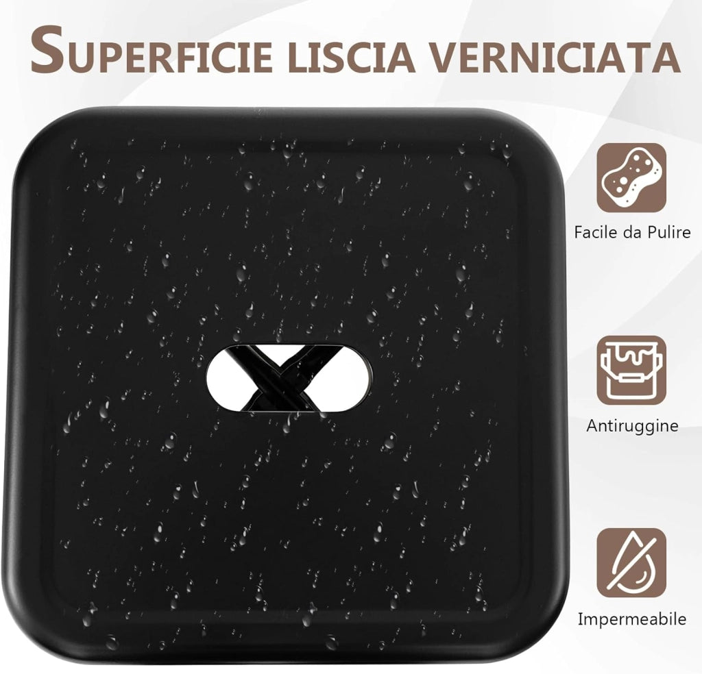 Set di 4 Sgabelli da Bar senza Schienale da 61/76 cm, Sgabelli in Metallo Impilabili con Poggiapiedi per Cucina, Sala da Pranzo e Bar (42 x 42 x 76 cm, Nero)