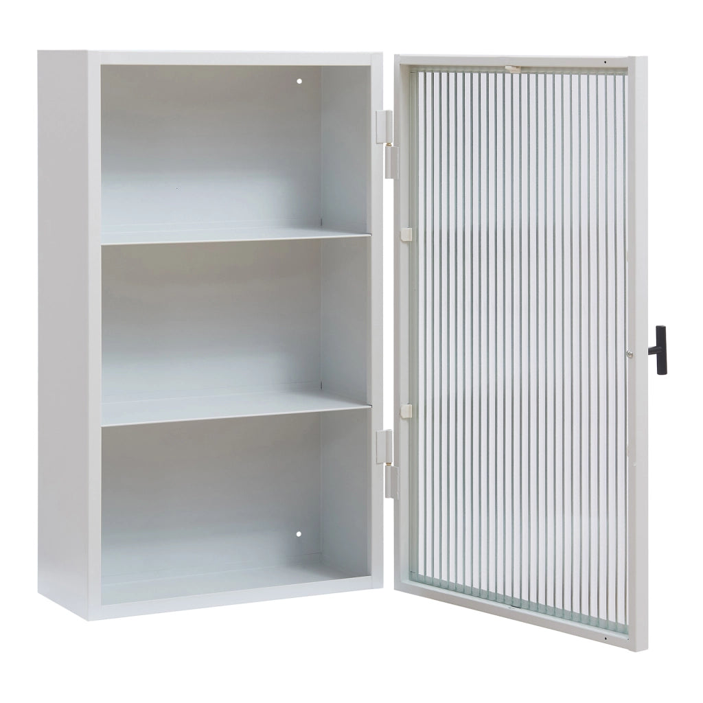 Armadietto a Parete Zundert Pensile ad Anta in Vetro Scanalato 60 x 35 x 15 cm - Bianco [en.casa]