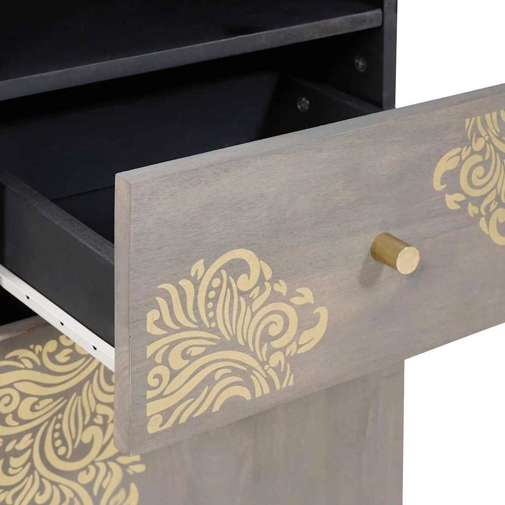 Mobiletto da bagno moderno con cassetto 38 x 33 x 160 cm design elegante e raffinato in legno massello di mango grigio 02_0057888