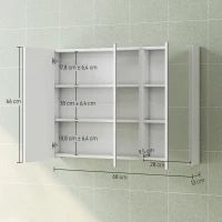 Armadio da Bagno con Specchio Design con Bordi Curvi 2 Porte Mensole Regolabili 68x13x66 cm Bianco