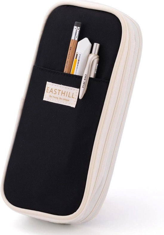 Etui per ragazze, etui per penna, grande capacità per adolescenti, etui per scuola e ufficio (Nero Moonlight)