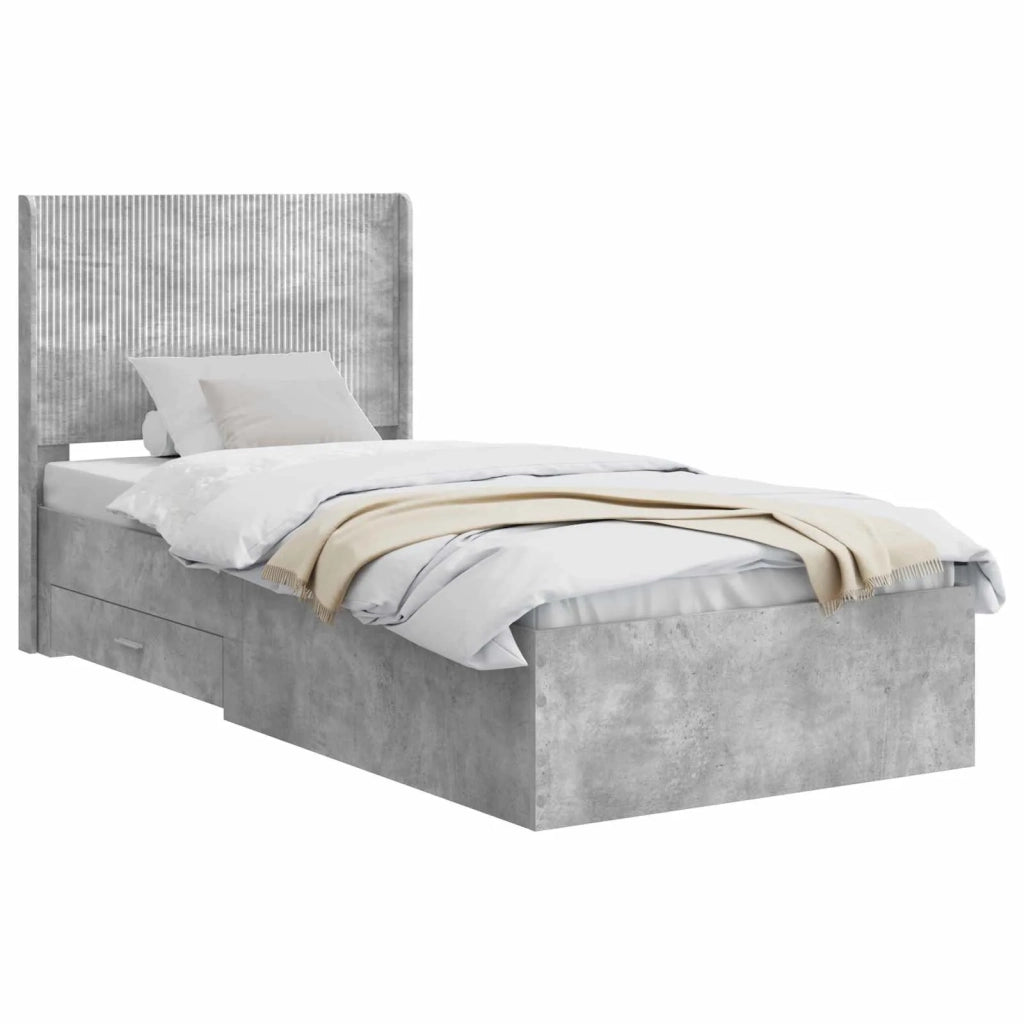 Struttura del letto con stoccaggio e testata Grigio Cemento 3414160