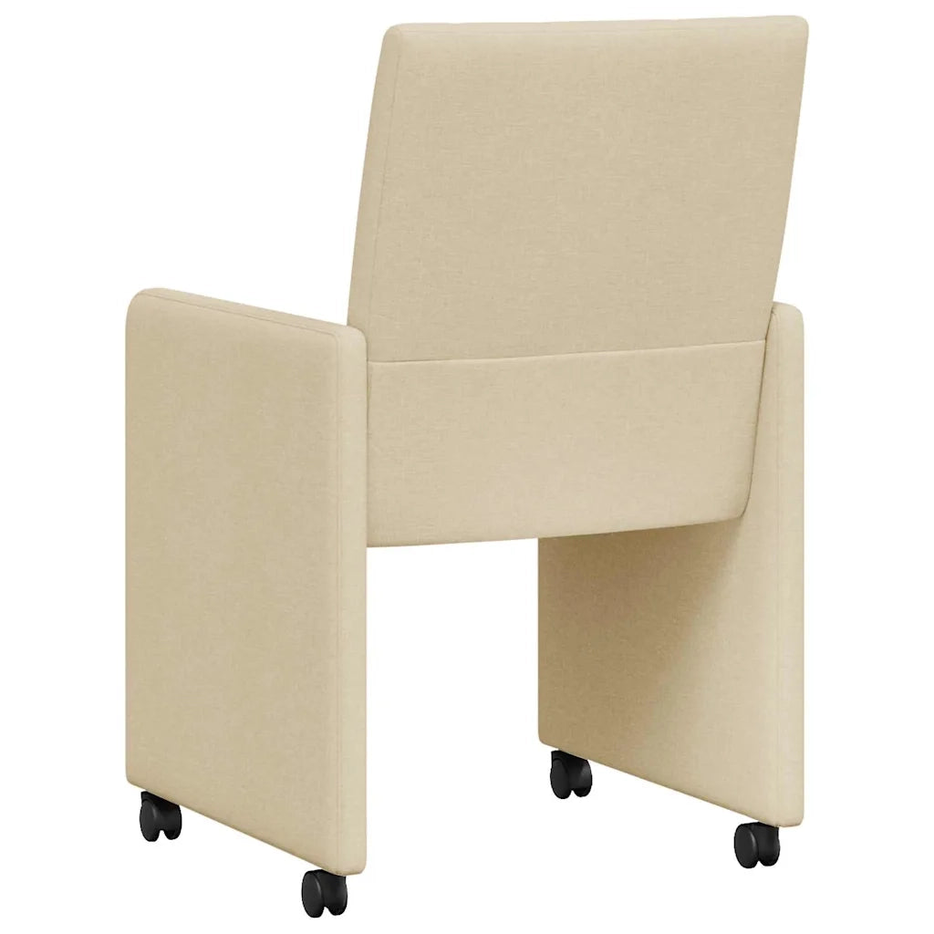 Sedie da Pranzo con Ruote 2 pcs Crema 58 x 65 x 94 cm Tessuto