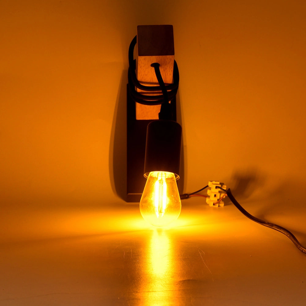 APPLIQUE DA PARETE IN METALLO NERO CON ATTACCO E27 - DESIGN INDUSTRIALE CON CORPO IN LEGNO IDEALE PER ILLUMINAZIONE INTERNA