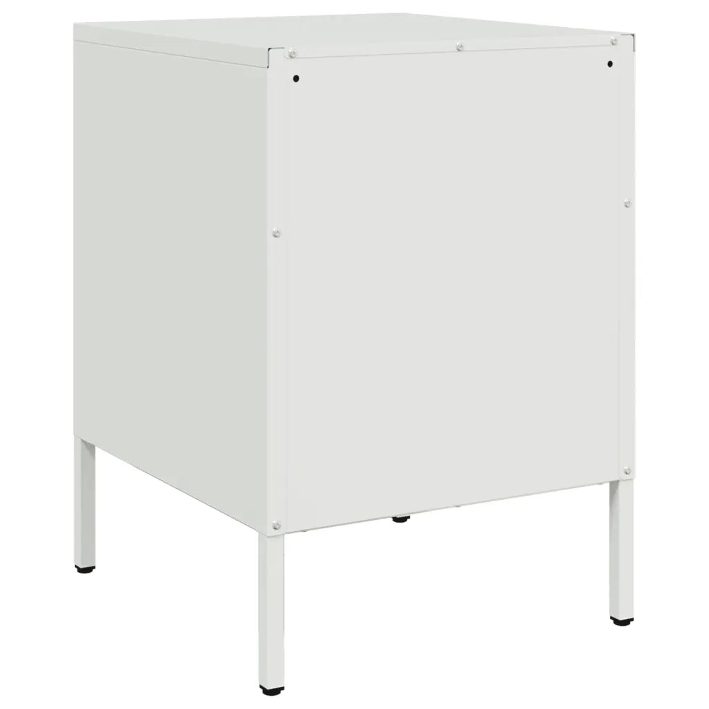 Set di 2 Comodini | Armadio da Notte | Mobiletto da notte Bianchi 36x39x50,5 cm in Acciaio