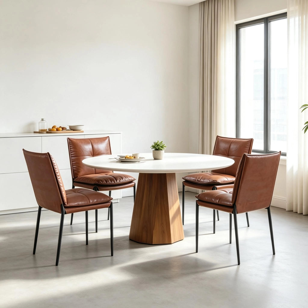 SEDIA da pranzo imbottita Set da 4 pezzi 48x55x87 cm Marrone/Nero