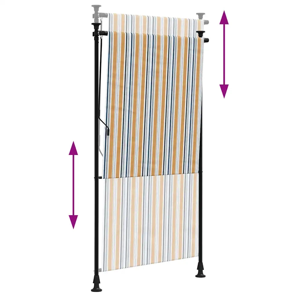 Tenda a Rullo Esterno-Tenda avvolgibile Gialla e Bianca 120x270cm Tessuto Acciaio