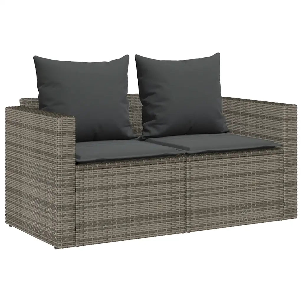 Set Divano da Giardino 5 pz | Set Salotto da Giardino con Cuscini Grigio in Polyrattan