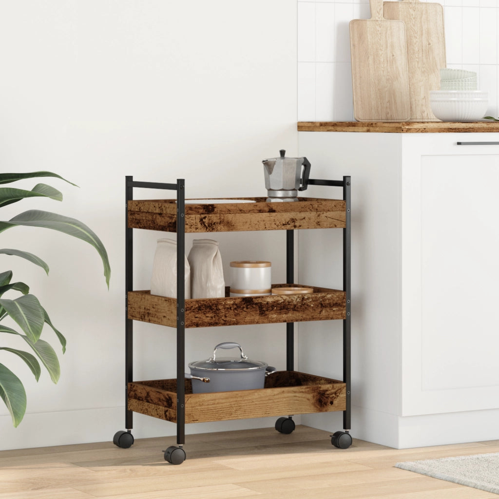 Carrello da cucina  in legno vecchio 50x30x70 cm in legno ingegnerizzato