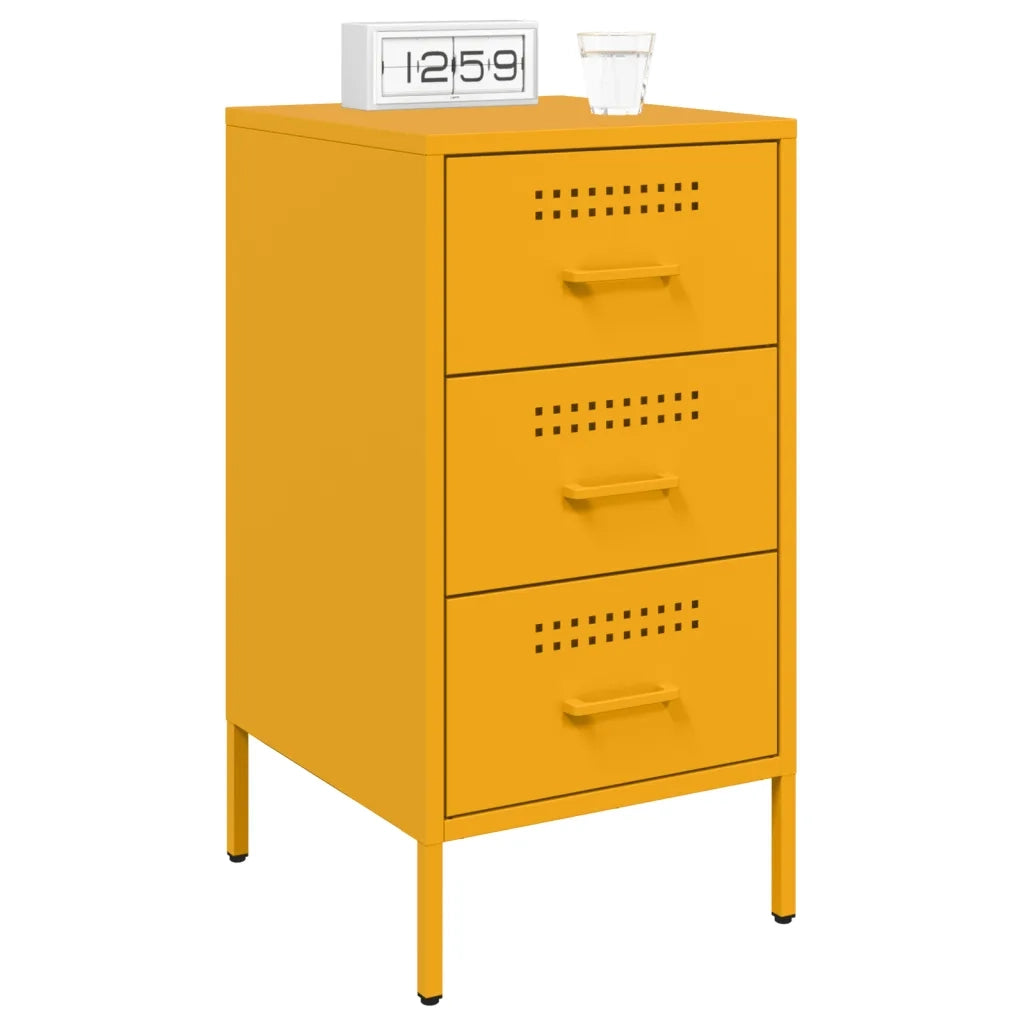 Comodini 2 pz-Set di 2 Tavolino da notte Giallo Senape 36x39x68 cm in Acciaio 520168
