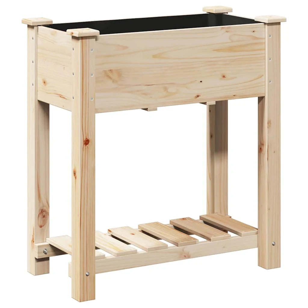Fioriera da giardino moderna con ripiano 71 x 37 x 76 cm resistente stile minimalista legno beige 02_0058838