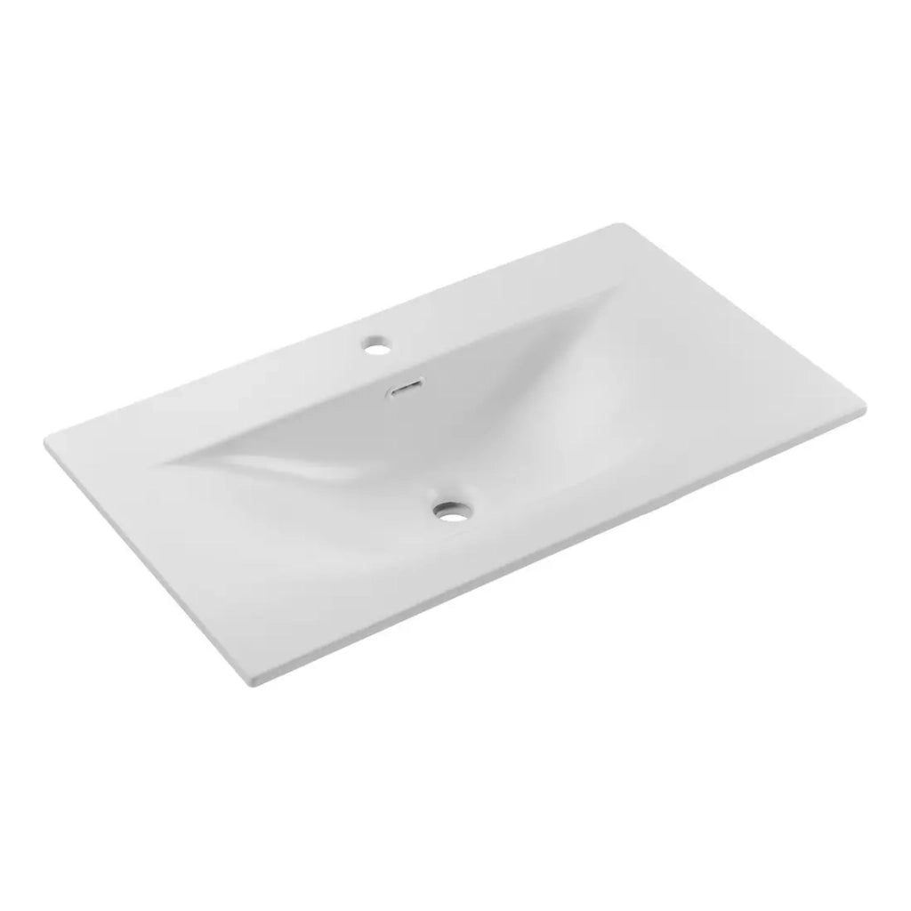 Lavabo da incasso VELOA 80 cm ceramica bianco opaco design moderno ovale