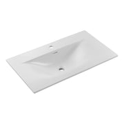 Lavabo da incasso VELOA 80 cm ceramica bianco opaco design moderno ovale