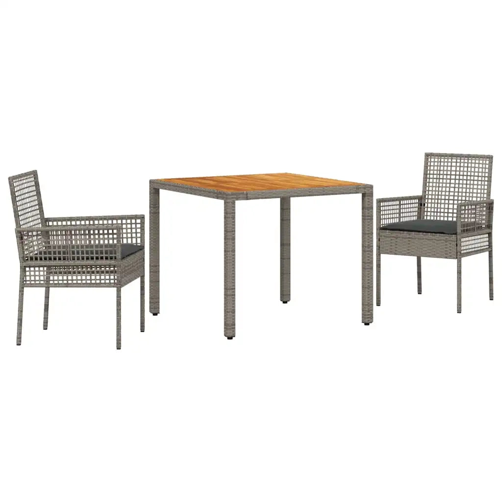 Set da Pranzo per Giardino 3 pcs Grigio polyrattan 3334909