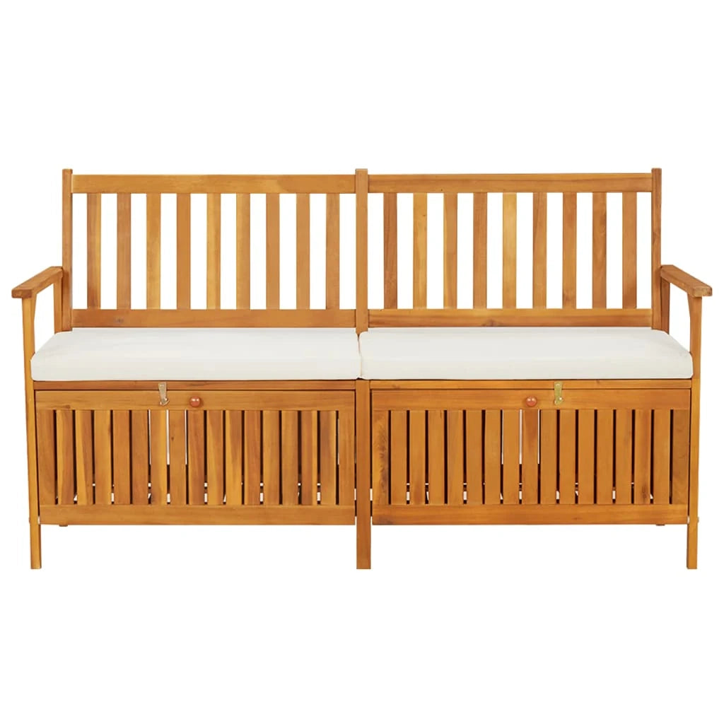 Panca da giardino mobili da esterno per patio panca contenitore da terrazza con cuscino 148 cm legno massello di acacia 02_0011798
