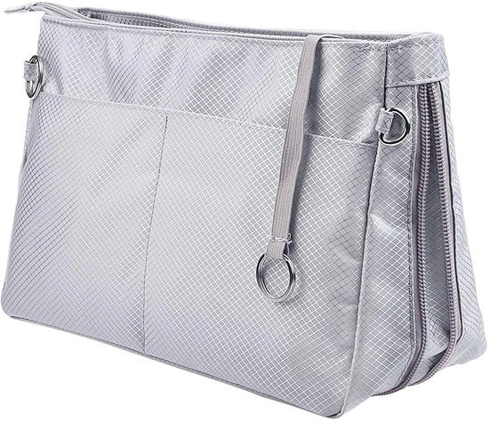 Tas in tas organizzatore per borse, organizzatore cosmetico da viaggio con cerniera, tasche interne per borse da mano - Grigio - Grande