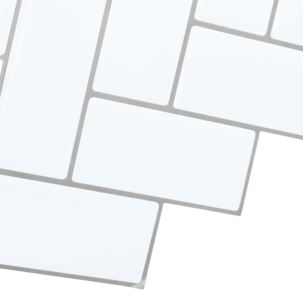 Piastrella a Spina di Pesce 10 pcs Bianco e Grigio 30 x 30 cm