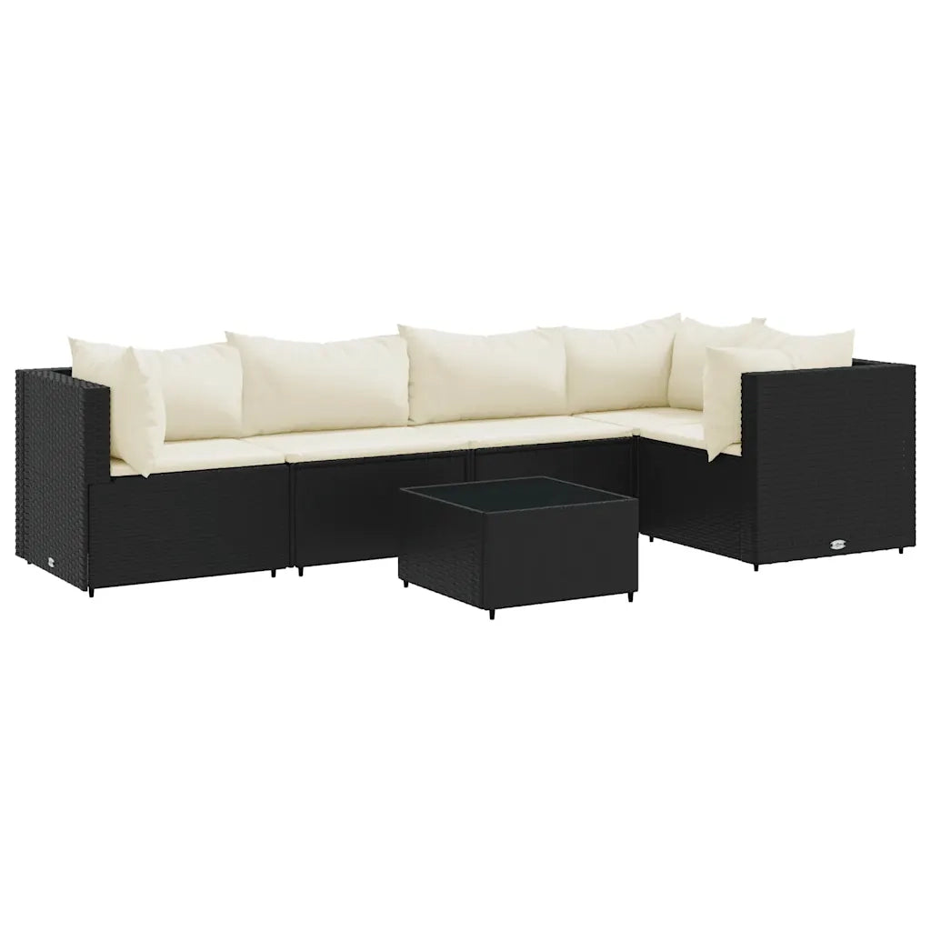 vidaXL Set Mobili da Giardino 6 pz con Cuscini in Polyrattan Nero