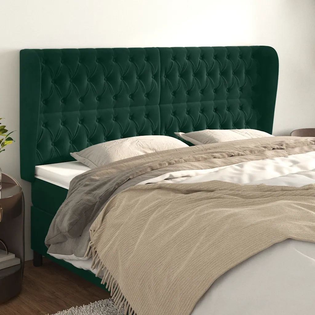 Testiera ad Orecchio Verde Scuro 183x23x118/128cm in Vellutocod mxl 121612