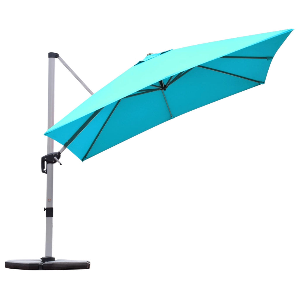 Ombrellone quadrato con base incrociata con palo in alluminio, Ombrellone con inclinazione regolabile Blu-Ombrelloni