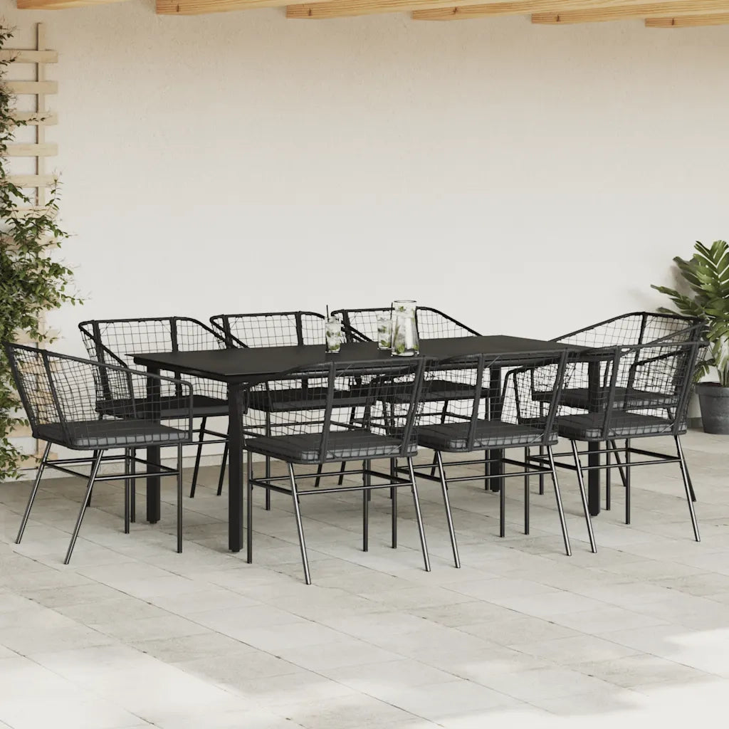 vidaXL Set da Pranzo da Giardino 9 pz con Cuscini Polyrattan Vetro