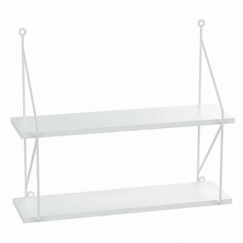 Trade Shop - Libreria Mensole Scaffale Parete Design Moderna Legno Metallo 2 Ripiani Bianco -