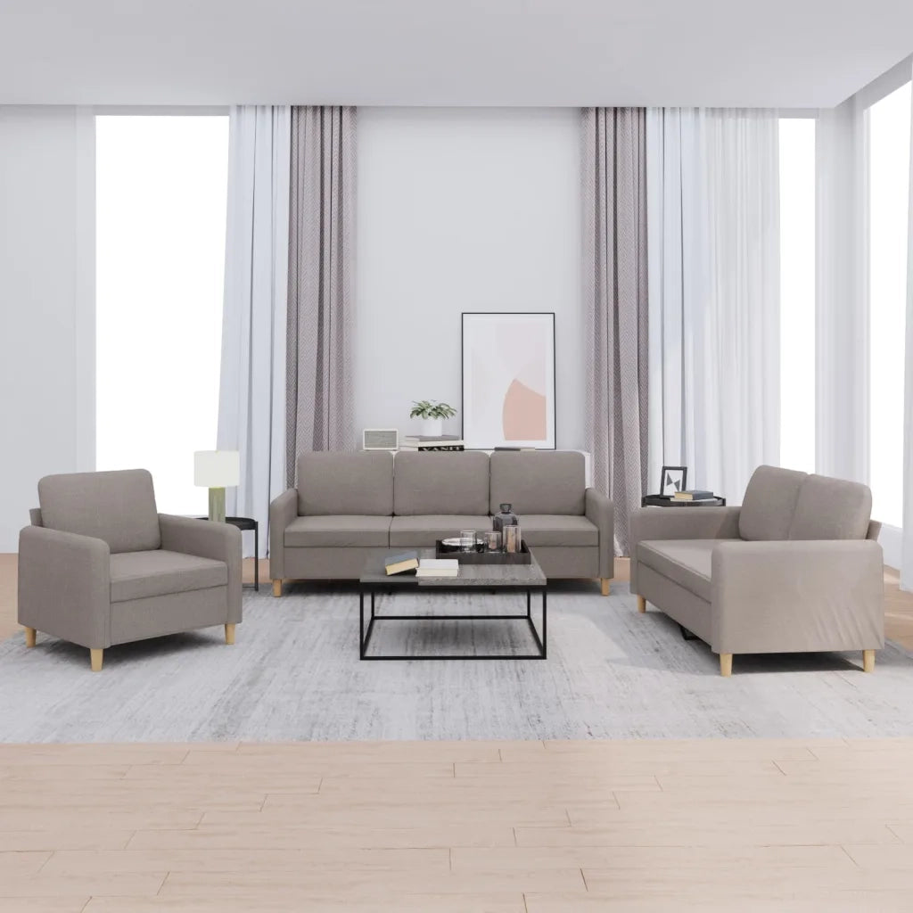 Set di Divani 3 pz con Cuscini Tortora in Tessutocod mxl 83282