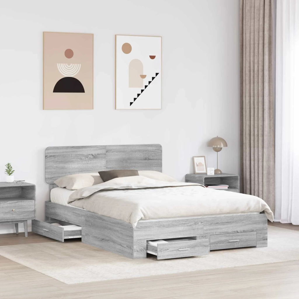 Struttura del letto con testiera Grigio Sonoma 140 x 190 cm 3412378