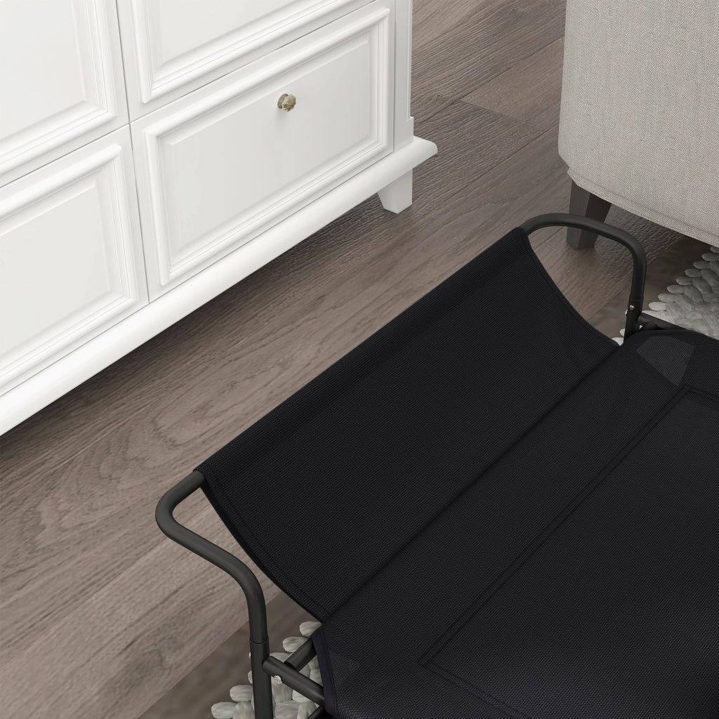 Lettino Brandina per Cani Piccoli e Medi 91x69x29 cm Rialzato con Poggiatesta da Esterno in Tessuto a Rete Nero
