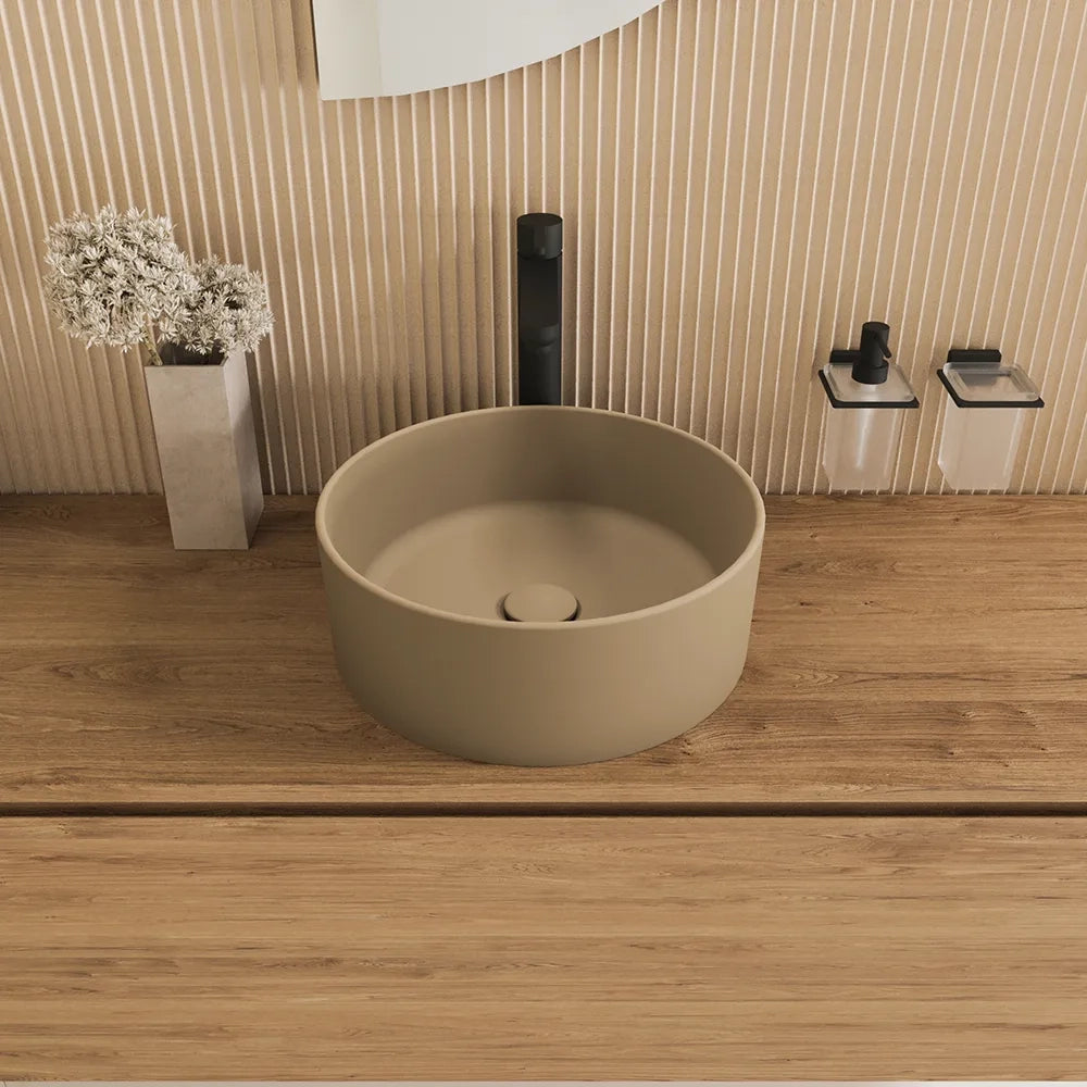 Lavabo da appoggio tondo 37,5x37,5x13,5 tortora | Tirreno