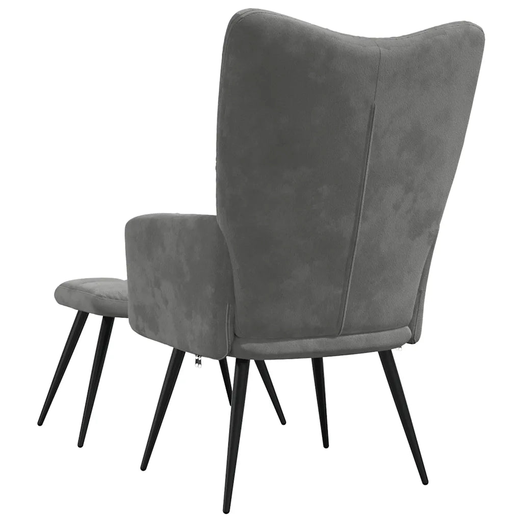 Poltrona Relax con Poggiapiedi Grigio Scuro in Velluto cod mxl 47581