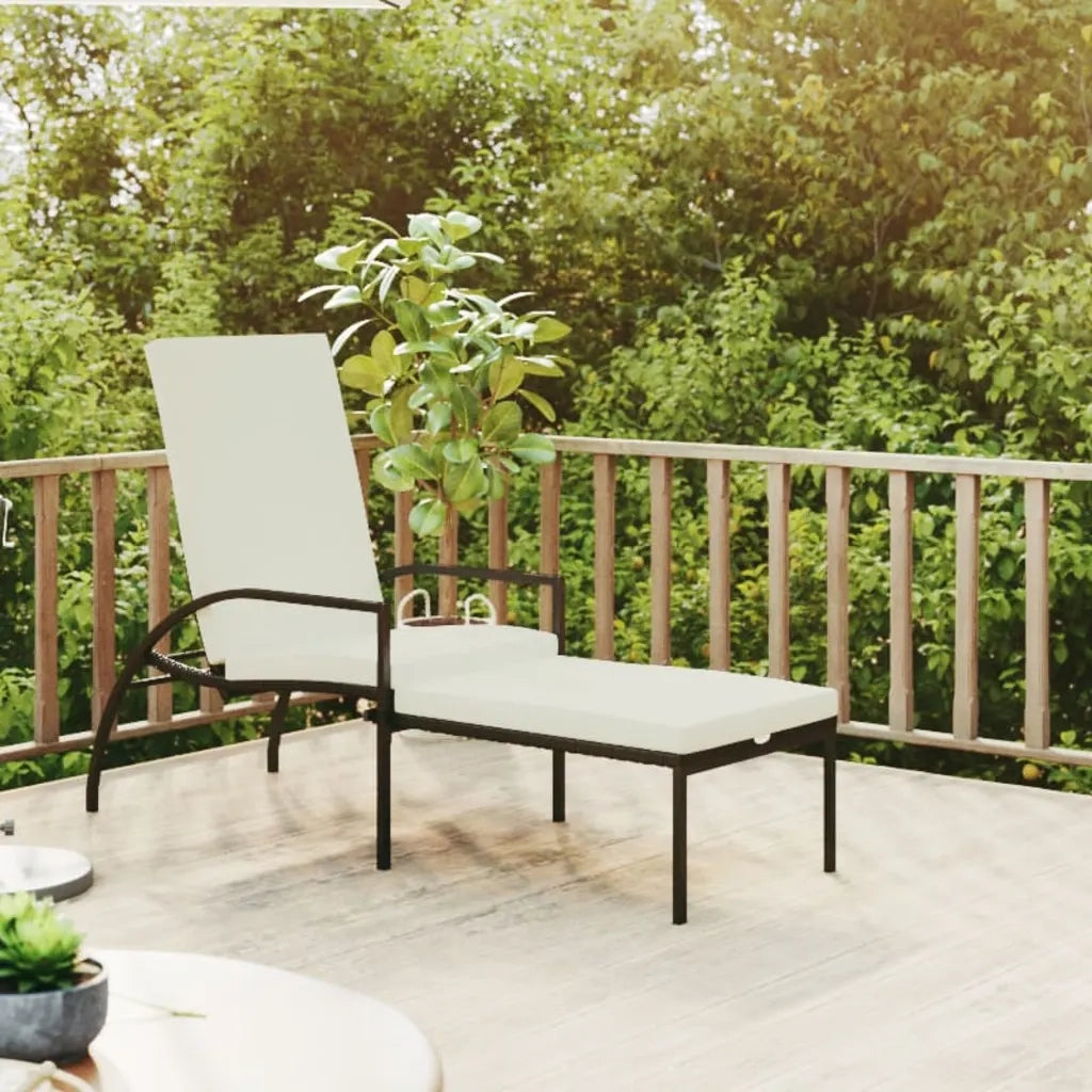 Lettino Prendisole | Sdraio da giardino | Lettino da sole con Poggiapiedi in Rattan PE Marrone