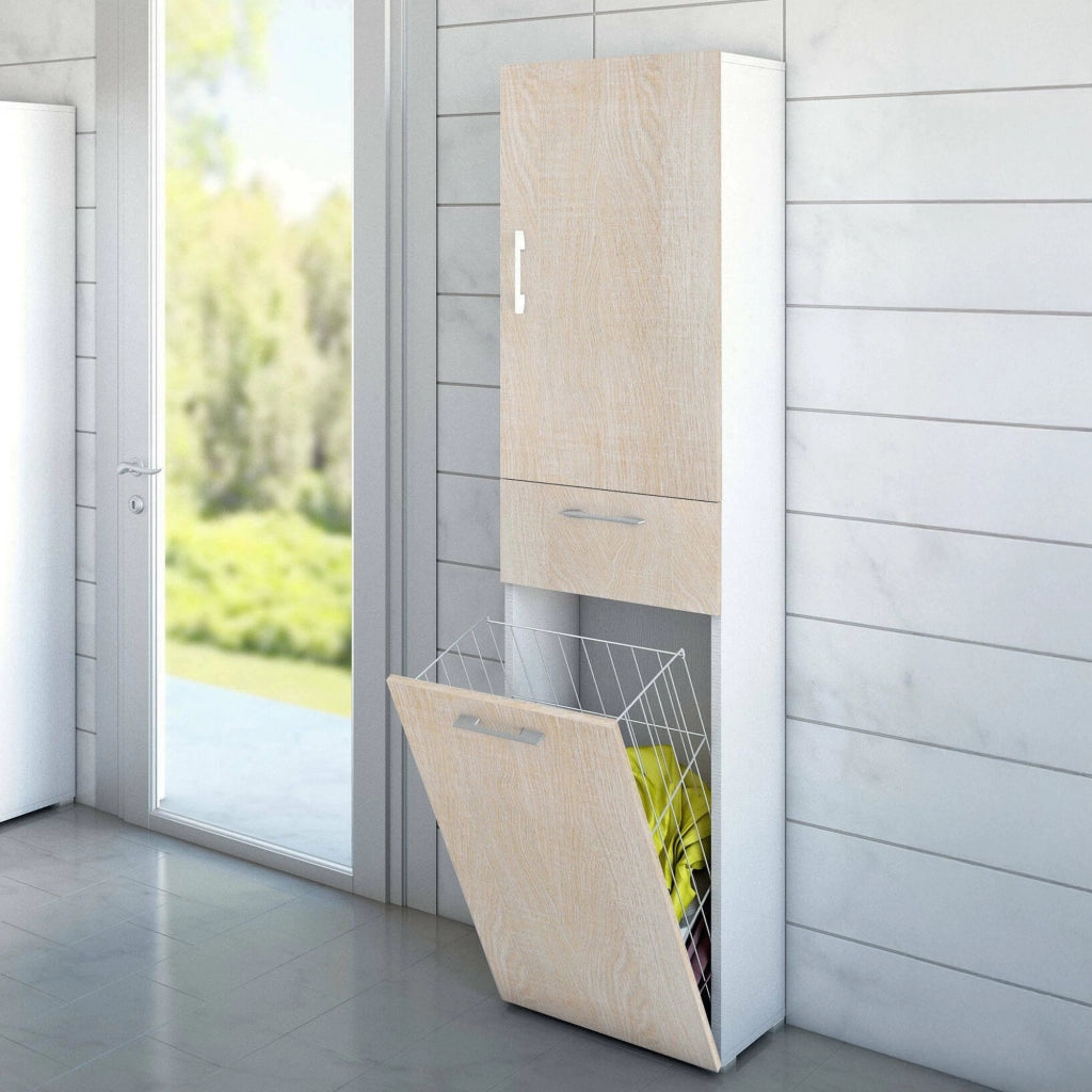 Aryanne, Armadio Multiuso 2 Ante 2 Ripiani Made in Italy, 45x195h cm Marrone Rovere