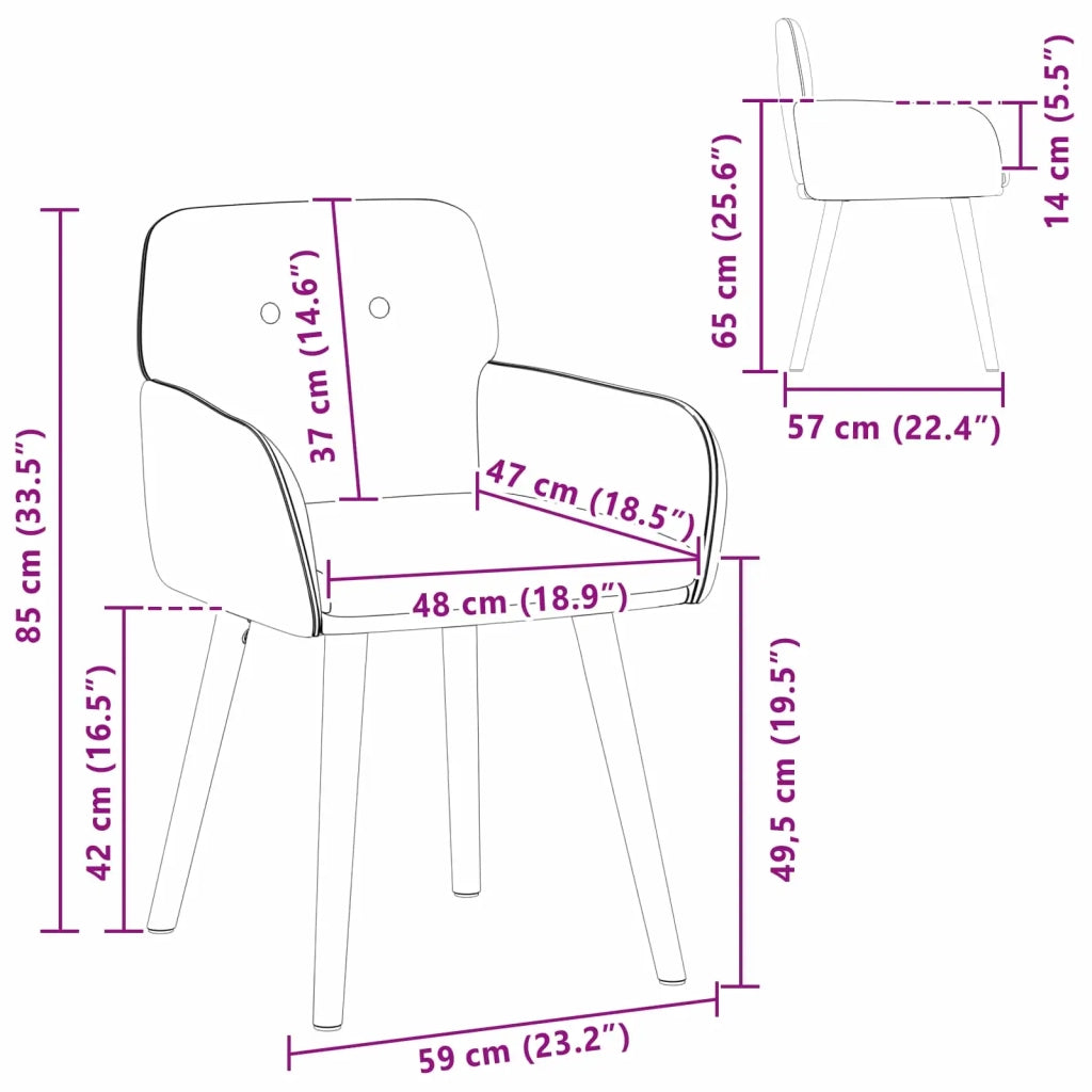 Sedie da pranzo 2 pz Bouclé Crema 59 x 57 x 85 cm 42034325